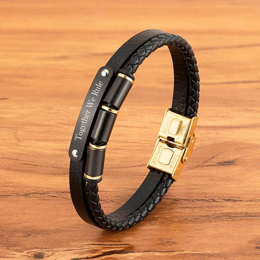 Apex Band Personalised Leather Bracelet-Personalised Bracelet-Auswara