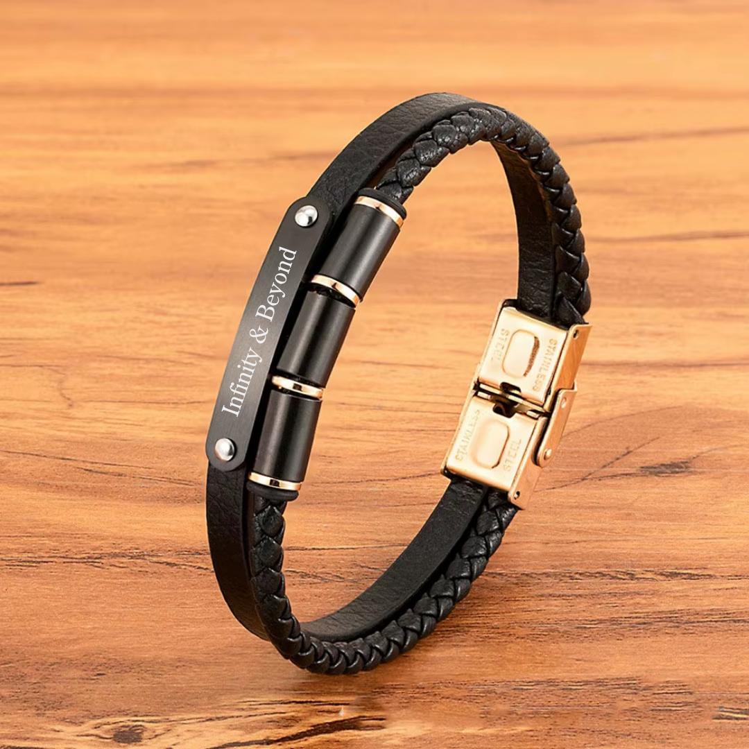 Apex Band Personalised Leather Bracelet-Personalised Bracelet-Auswara