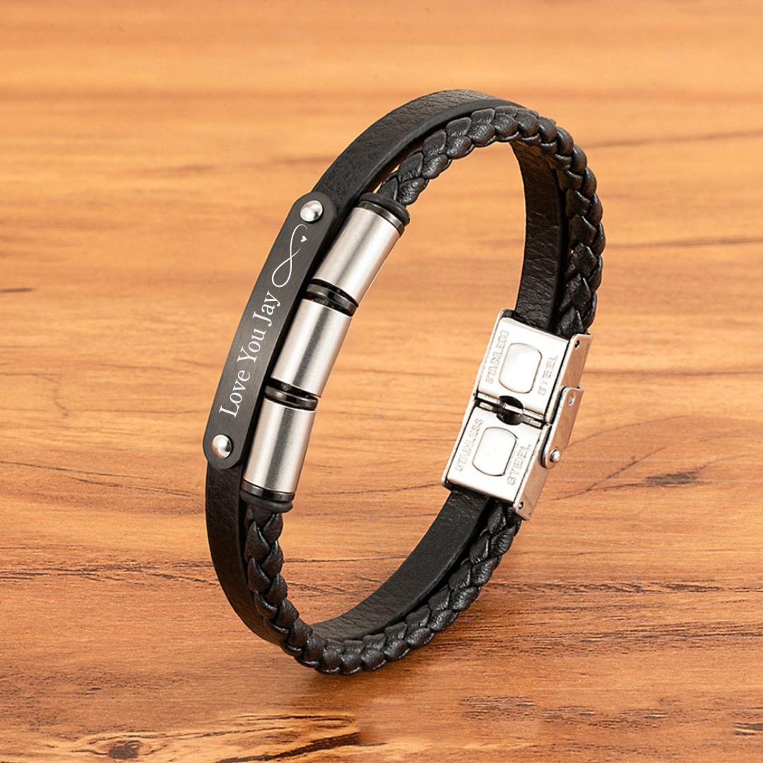 Apex Band Personalised Leather Bracelet-Personalised Bracelet-Auswara