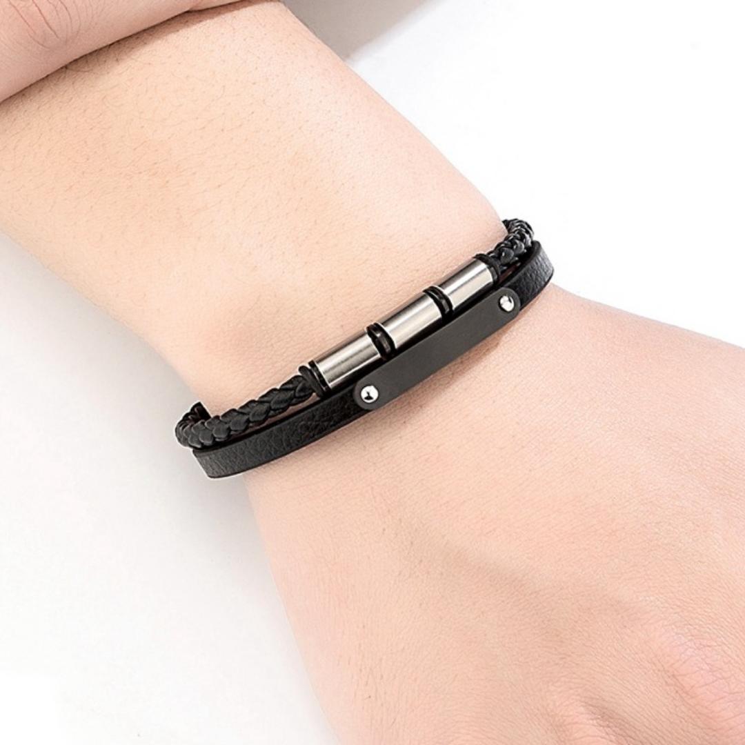 Apex Band Personalised Leather Bracelet-Personalised Bracelet-Auswara