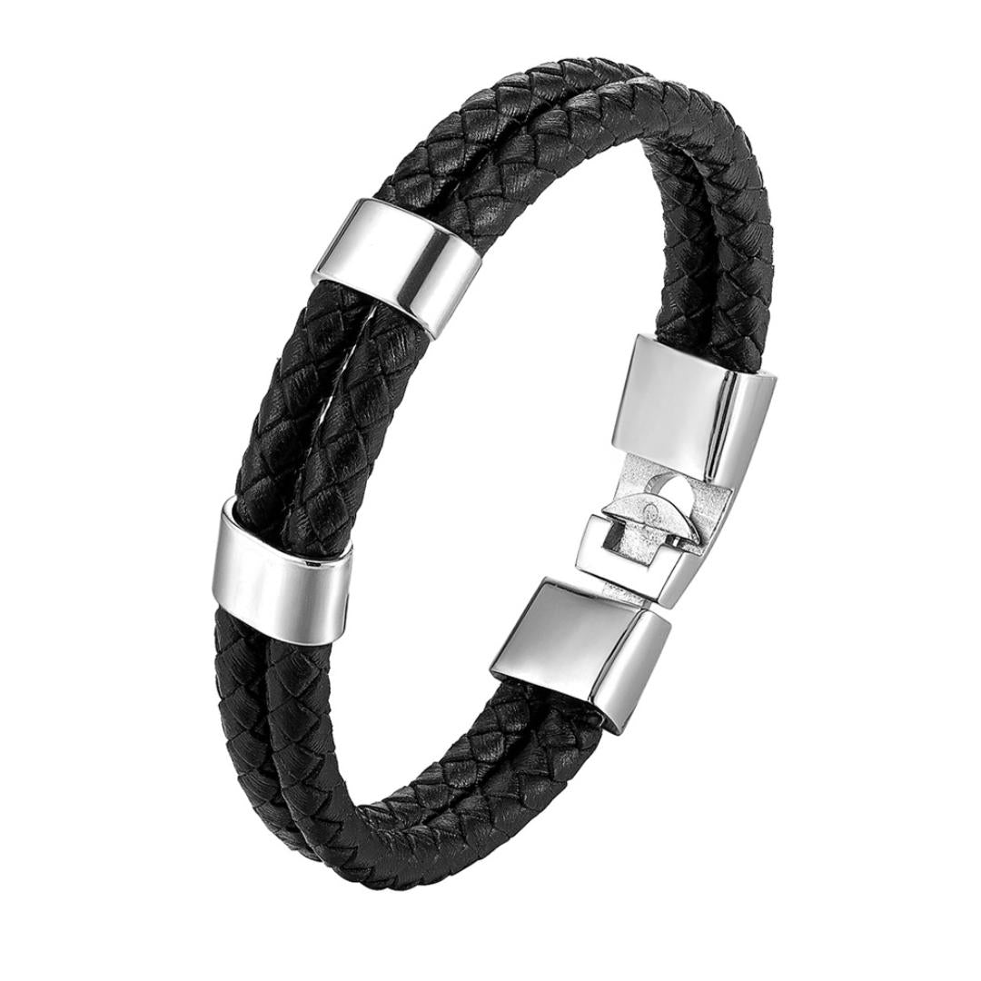 Atlas Personalised Men's Leather Bracelet-Personalised Bracelet-Auswara