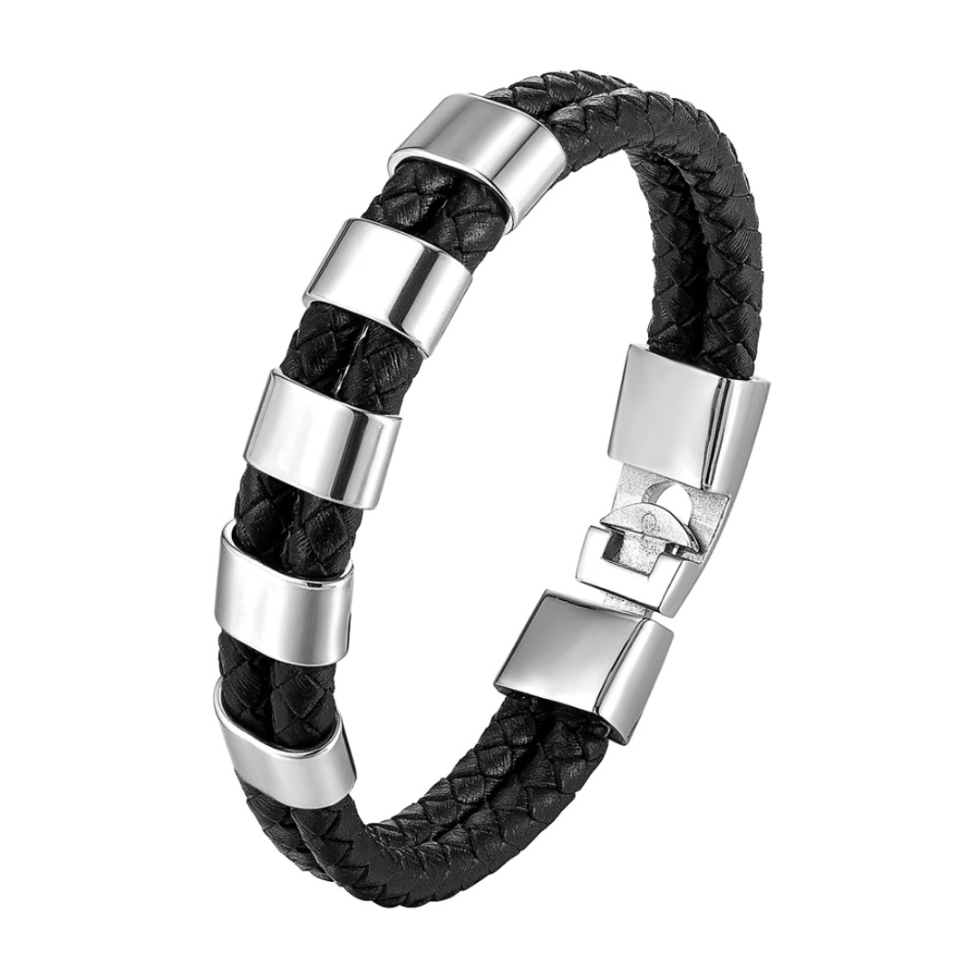 Atlas Personalised Men's Leather Bracelet