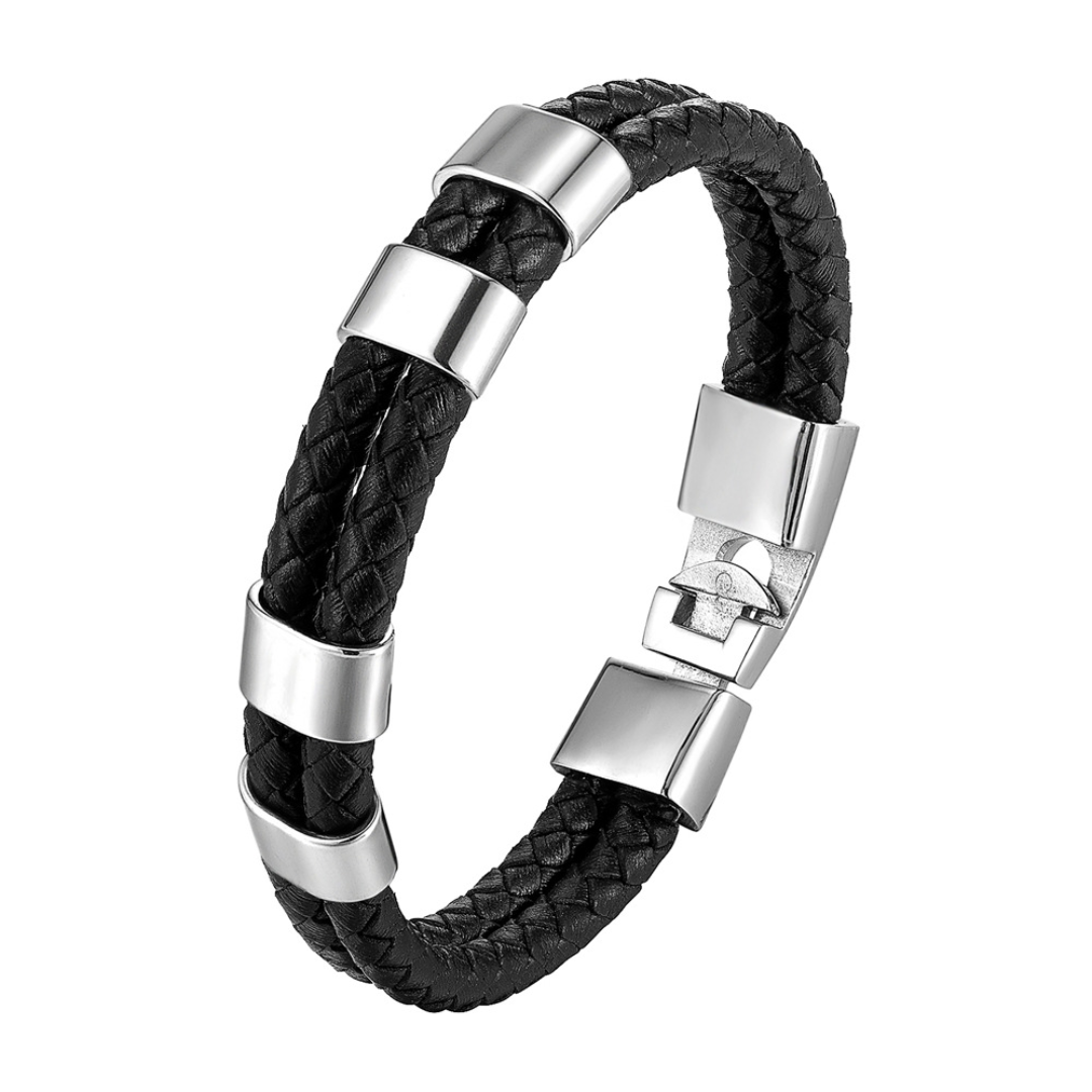 Atlas Personalised Men's Leather Bracelet