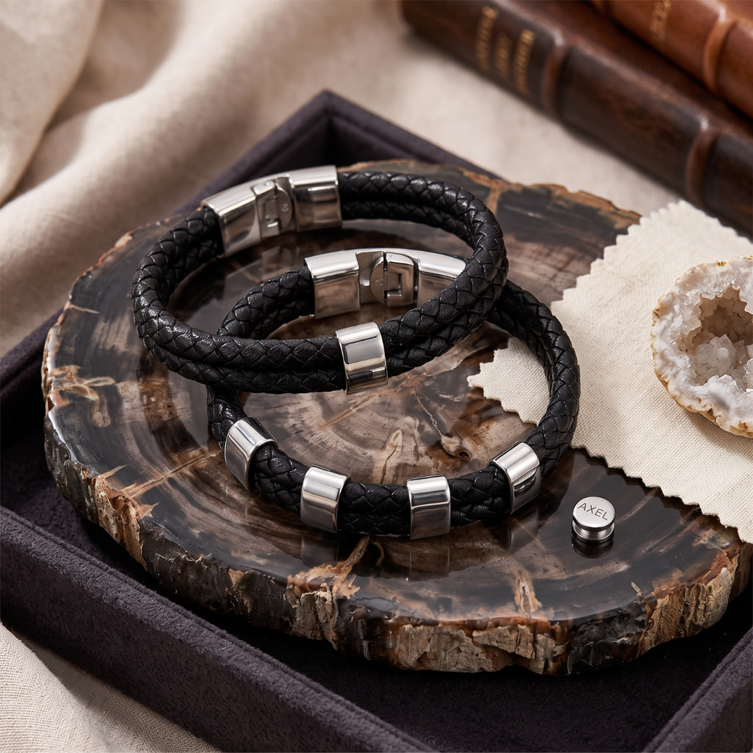 Atlas Personalised Men's Leather Bracelet