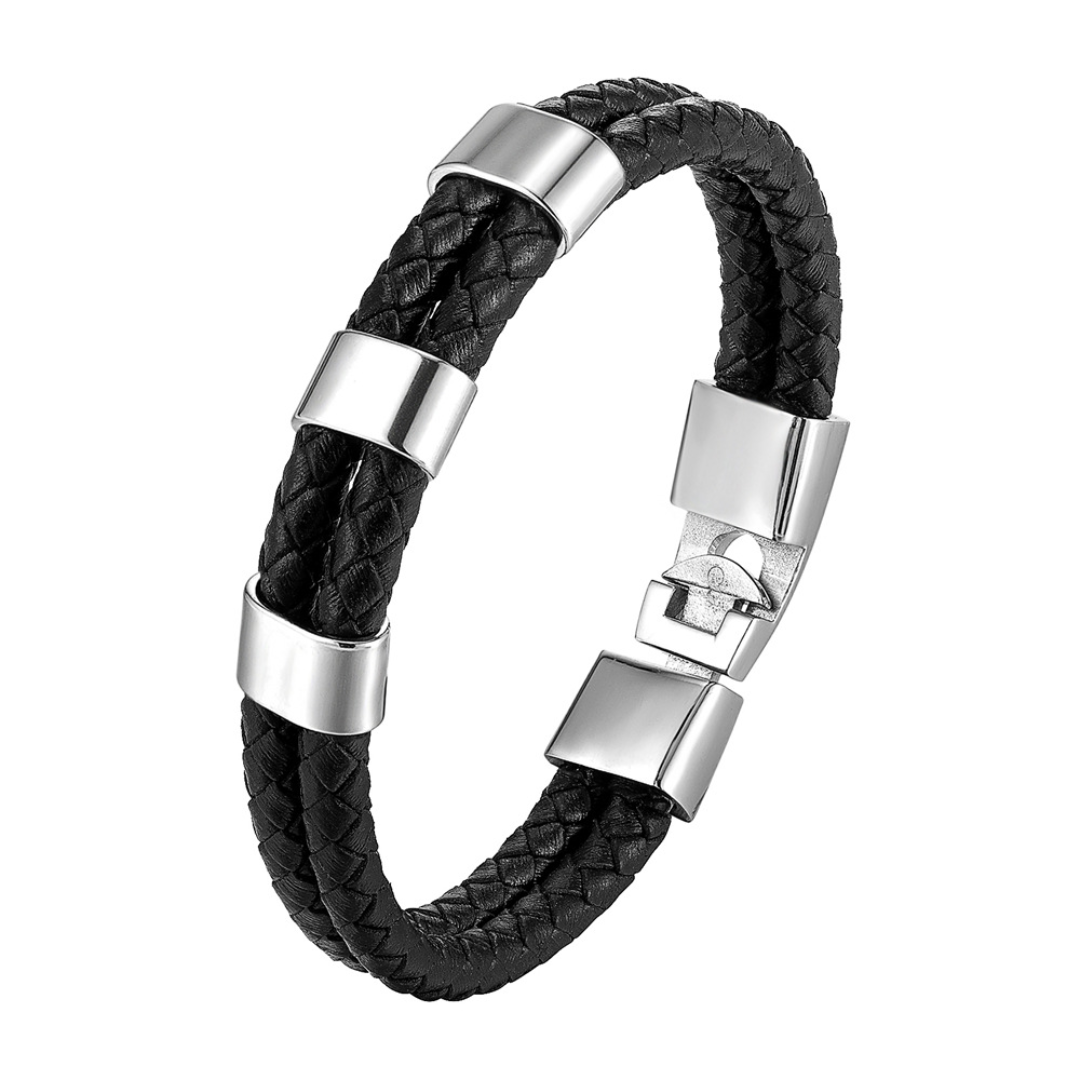 Atlas Personalised Men's Leather Bracelet