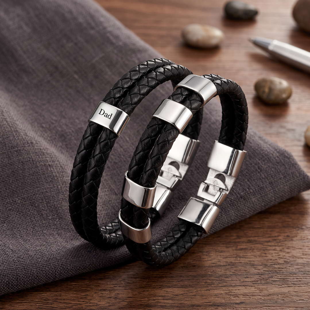 Atlas Personalised Men's Leather Bracelet