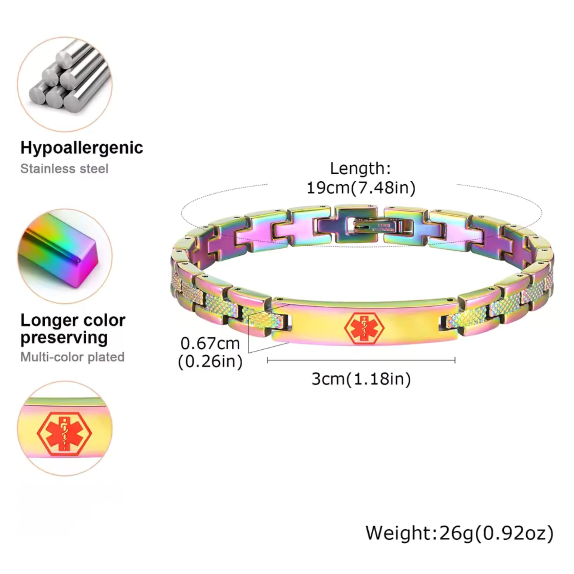 AuraMed Chiclet Medical ID Bracelet-Medical ID Bracelet-Auswara