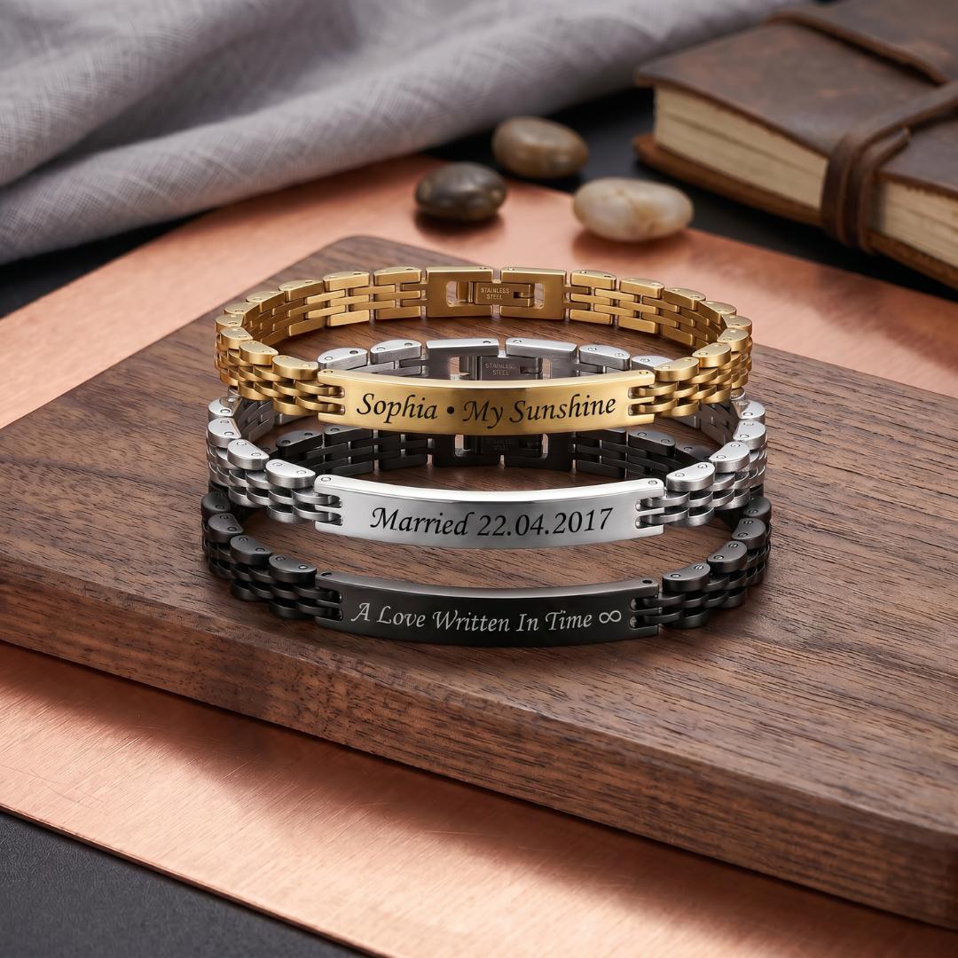 Aurelia Slim Link Personalised Bracelet-Personalised Bracelet-Auswara