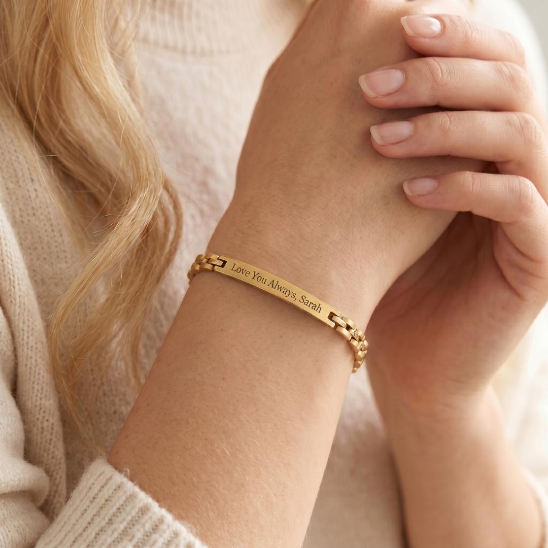 Aurelia Slim Link Personalised Bracelet-Women Bracelets-Auswara