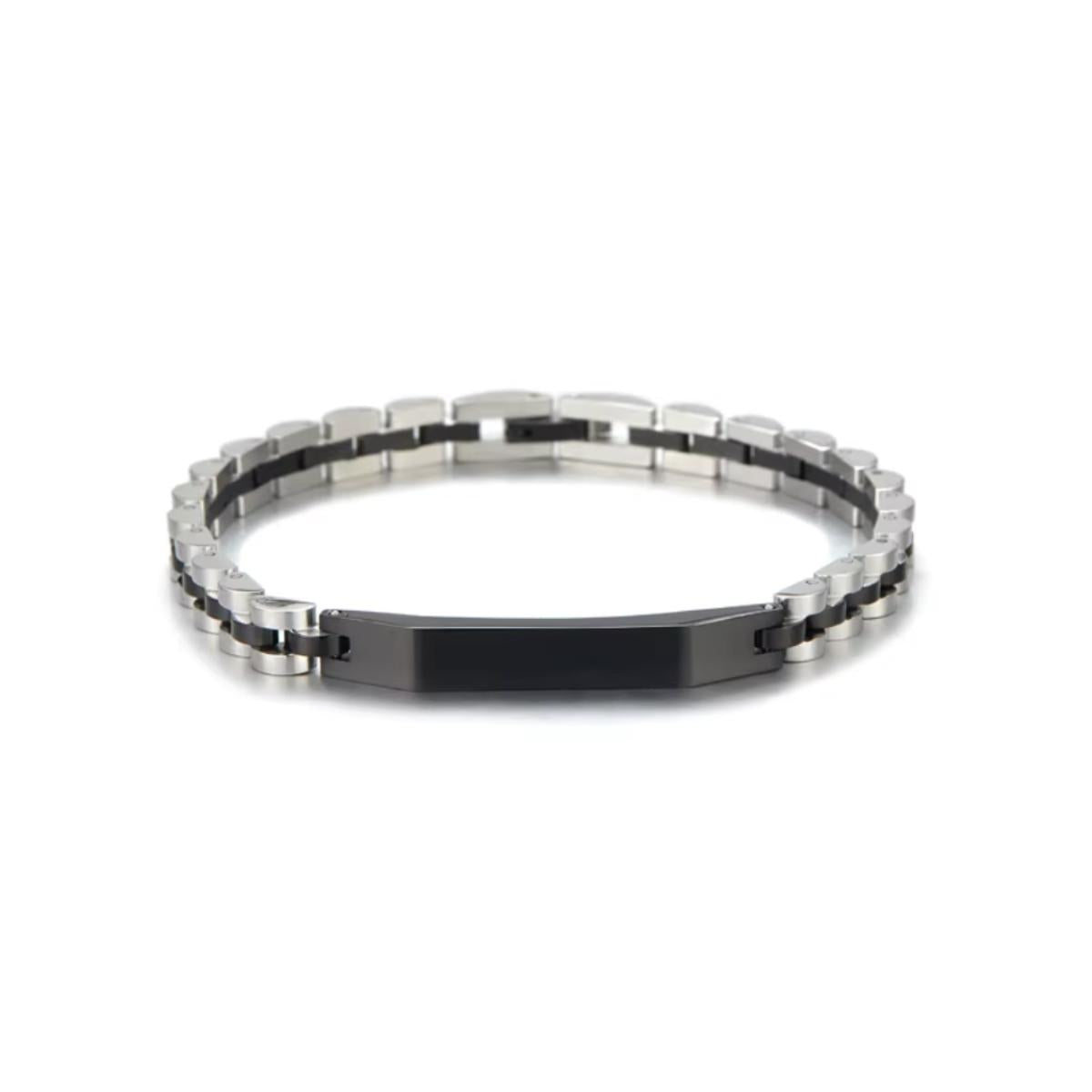 Aureon™ Angled Bar Personalised Unisex Bracelet, Premium Stainless Steel-Personalised Bracelet-Auswara