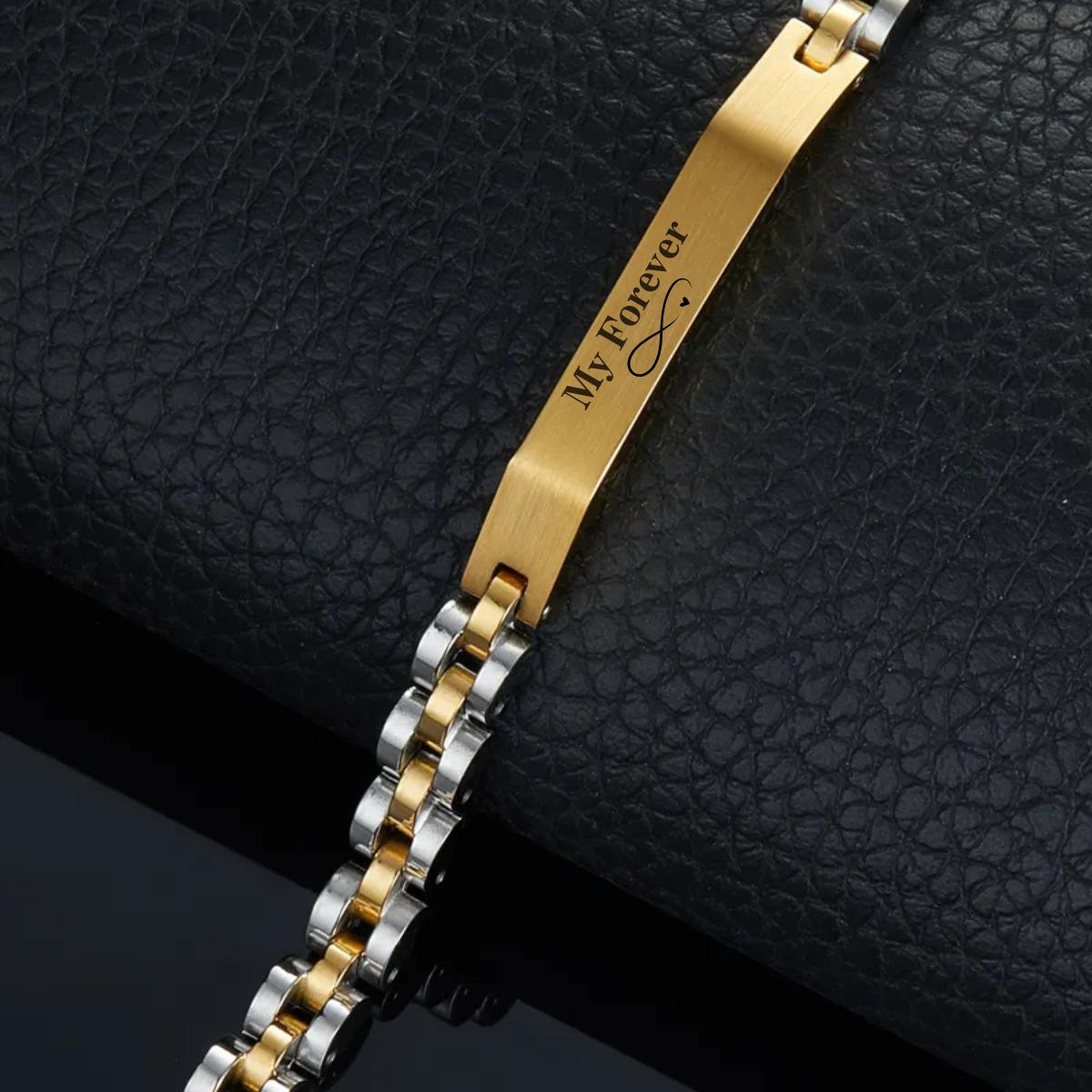 Aureon™ Angled Bar Personalised Unisex Bracelet, Premium Stainless Steel-Personalised Bracelet-Auswara