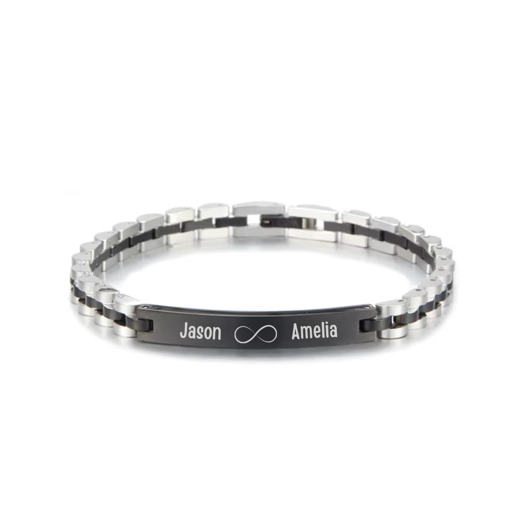 Aureon Curved Unisex Personalised Link Bracelet-Personalised Bracelet-Auswara