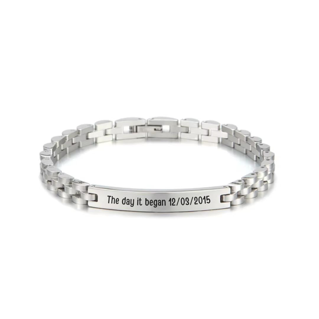 Aureon Curved Unisex Personalised Link Bracelet-Personalised Bracelet-Auswara