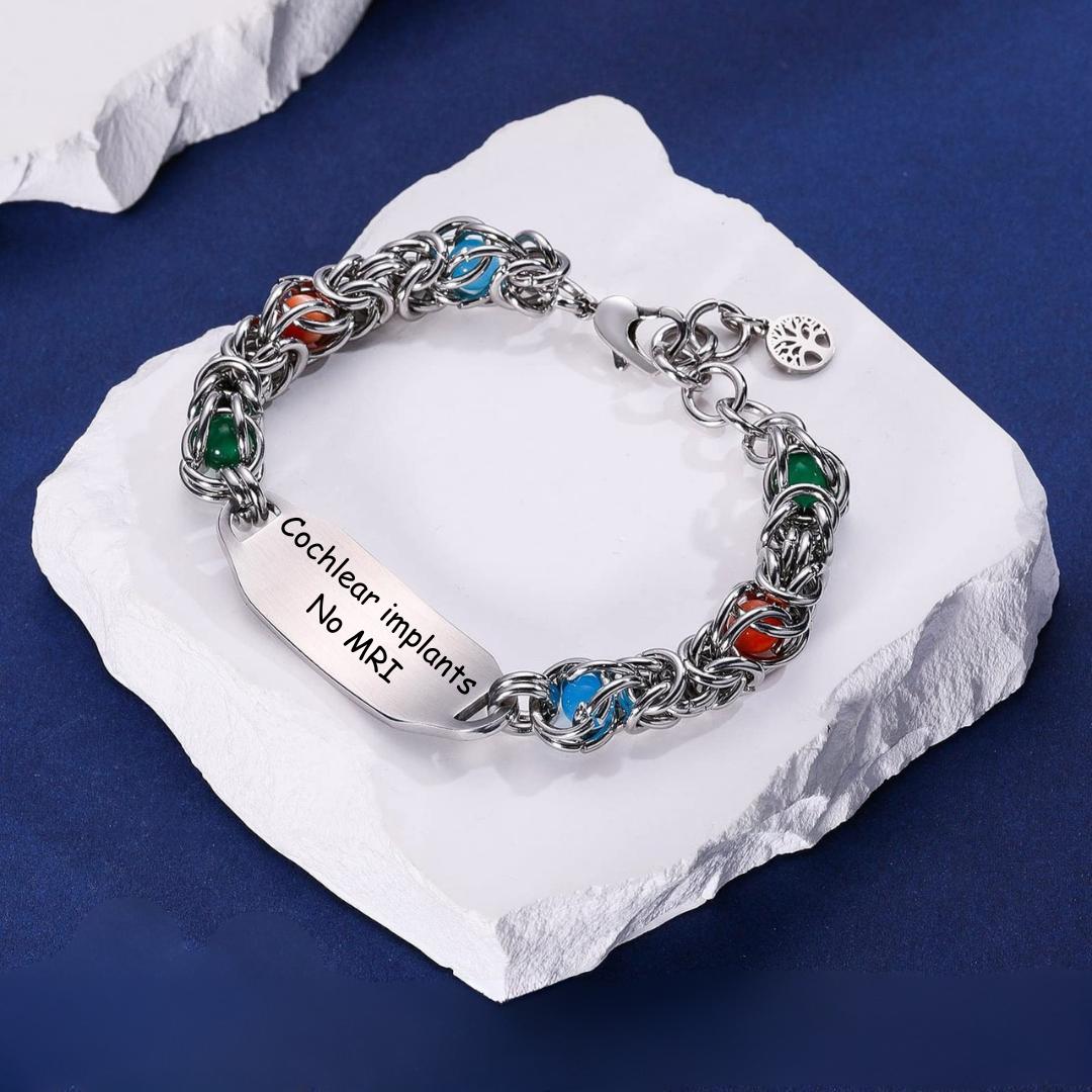 Aurora Weave Medical ID Bracelet with Colourful Beads-Medical ID Bracelet-Auswara