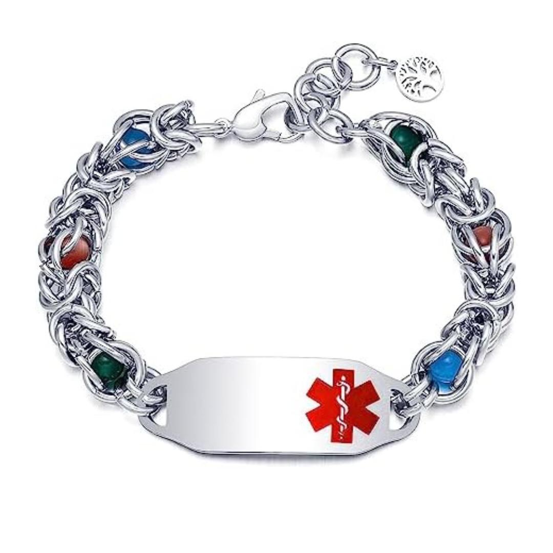 Aurora Weave Medical ID Bracelet with Colourful Beads-Medical ID Bracelet-Auswara