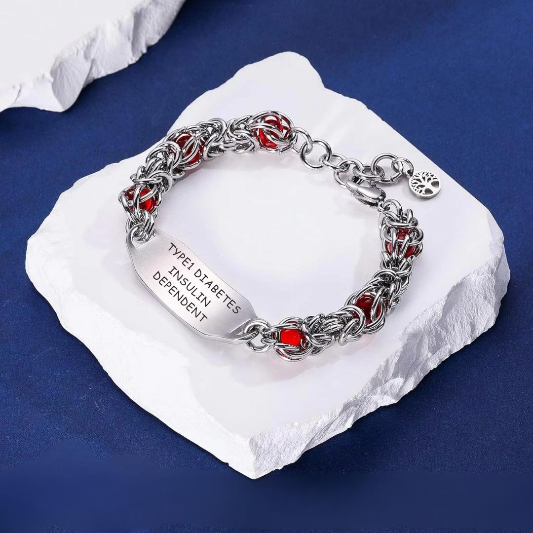 Aurora Weave Medical ID Bracelet with Red Beads-Medical ID Bracelet-Auswara