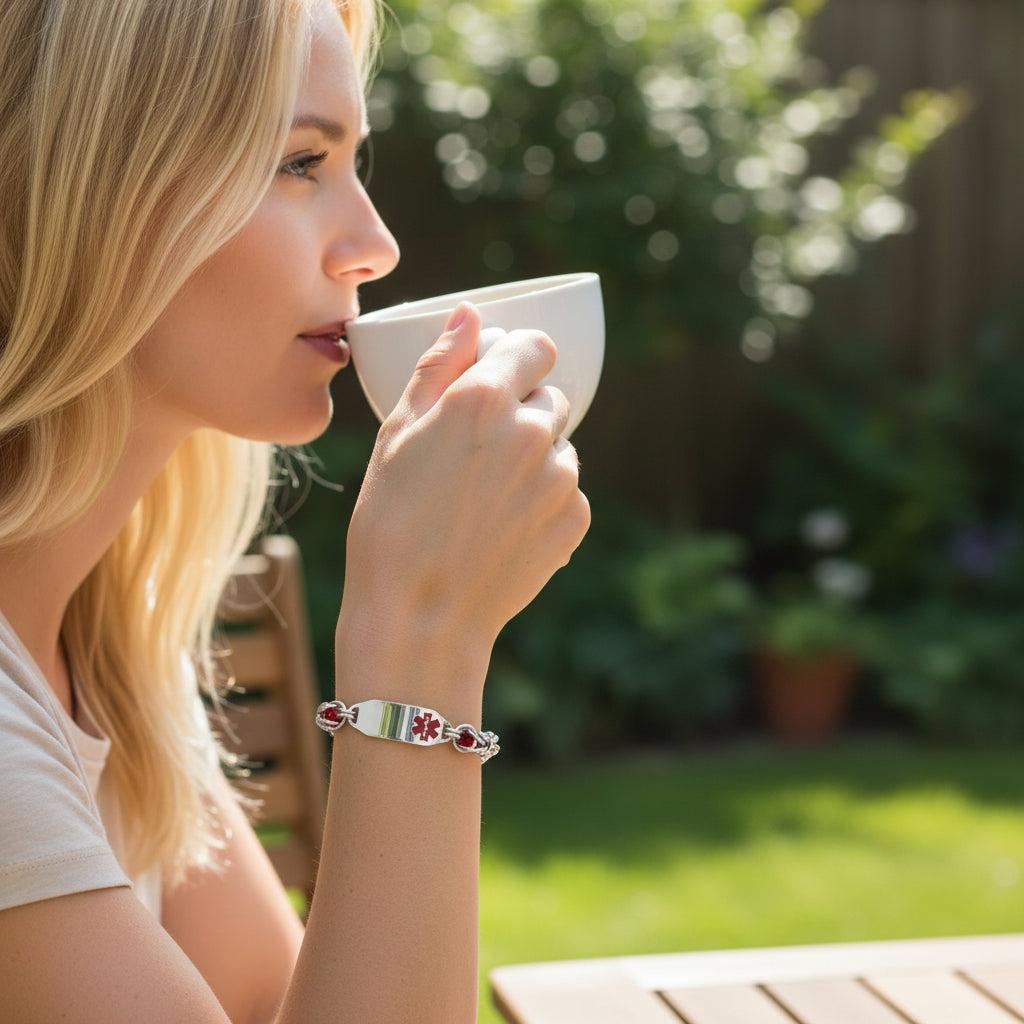 Aurora Weave Medical ID Bracelet with Red Beads-Medical ID Bracelet-Auswara