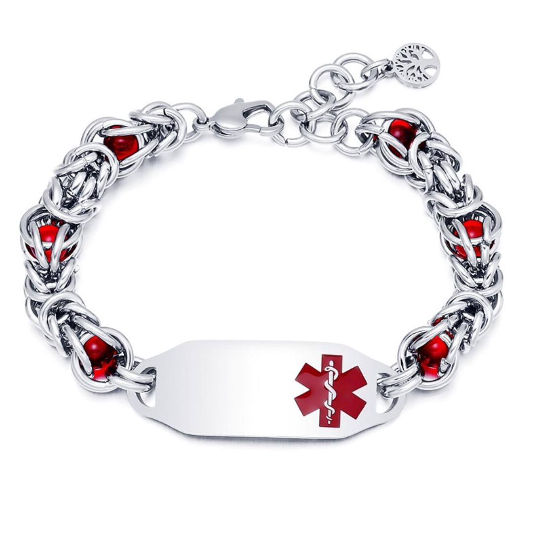 Aurora Weave Medical ID Bracelet with Red Beads-Medical ID Bracelet-Auswara