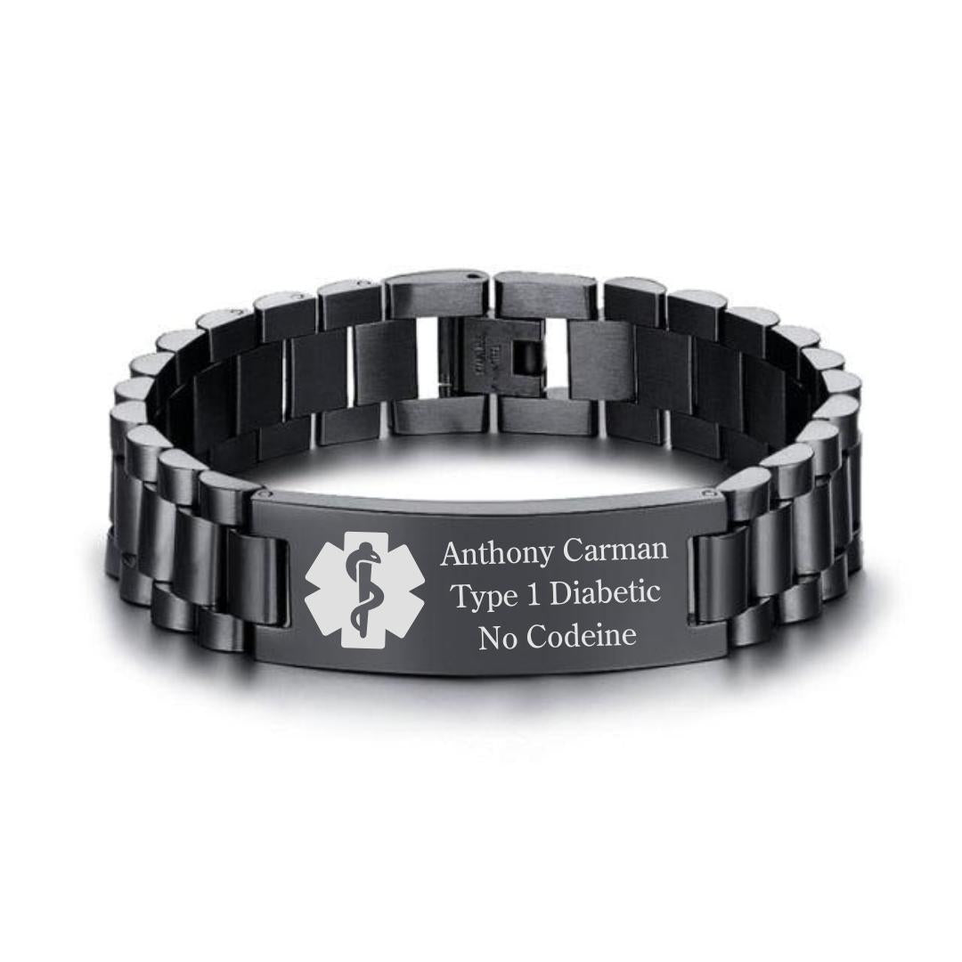 Aussie's Luxe Guardian Black Medical ID Bracelet-Medical ID Bracelet-Auswara