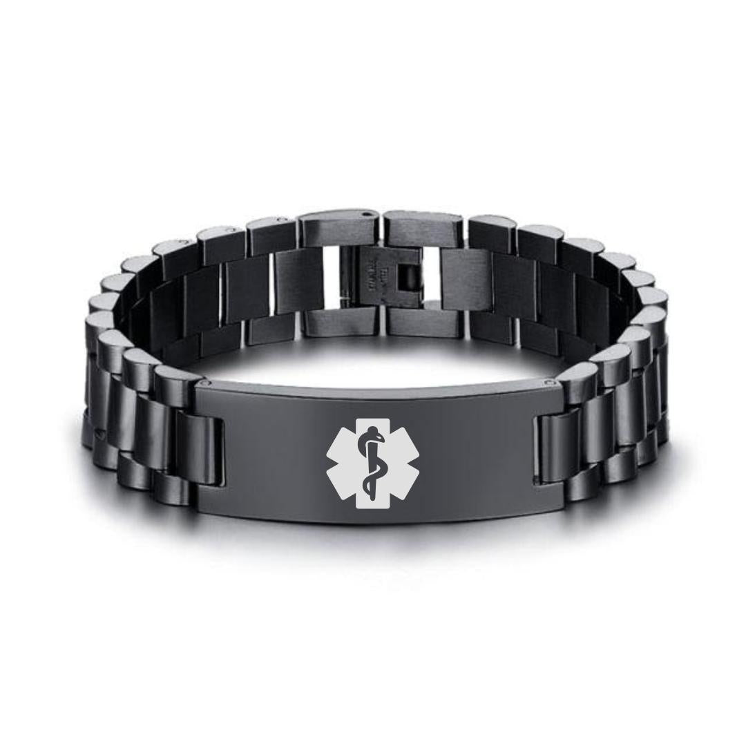 Aussie's Luxe Guardian Black Medical ID Bracelet-Medical ID Bracelet-Auswara