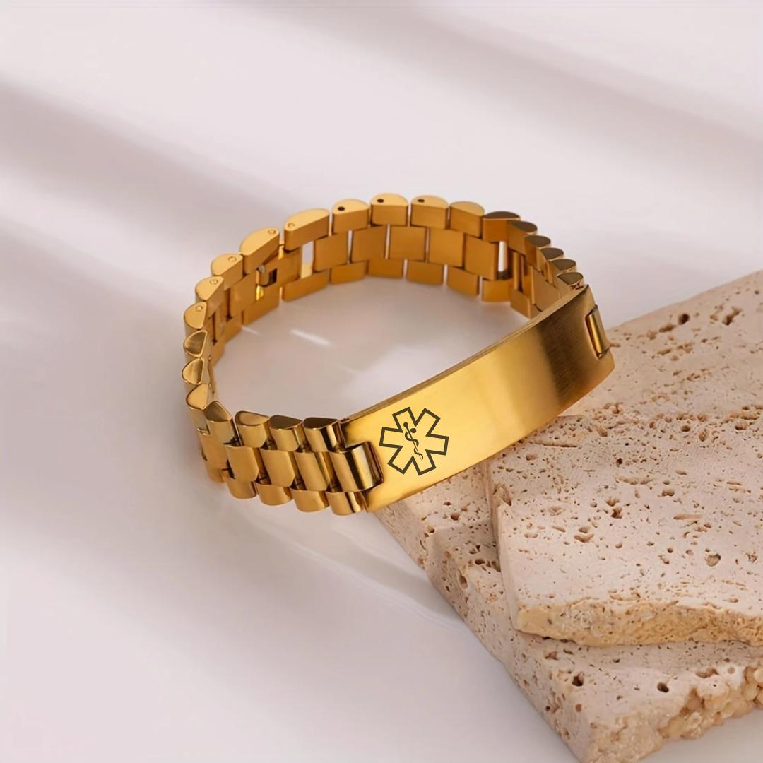 Aussie's Luxe Guardian Medical ID Bracelet in Gold Colour-Medical ID Bracelet-Auswara
