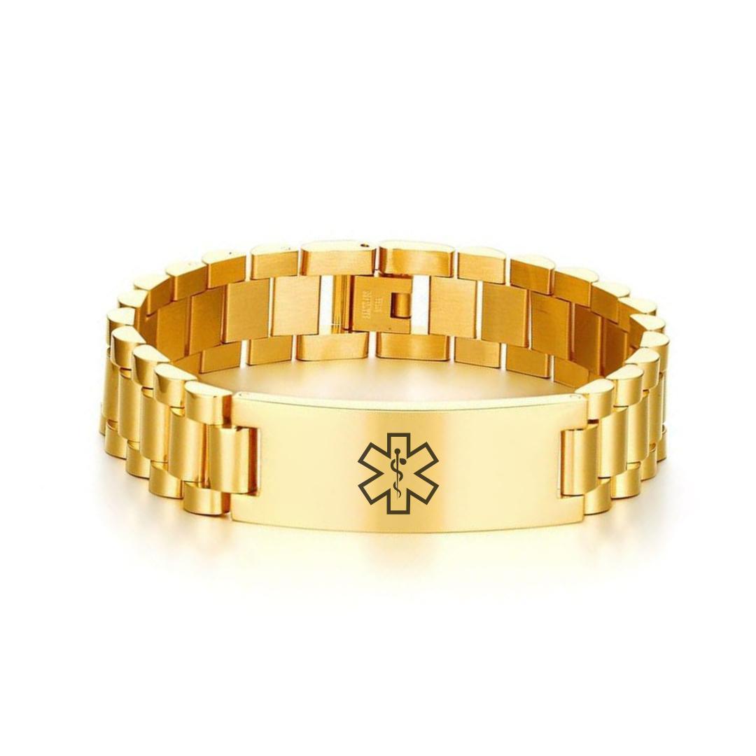 Aussie's Luxe Guardian Medical ID Bracelet in Gold Colour-Medical ID Bracelet-Auswara