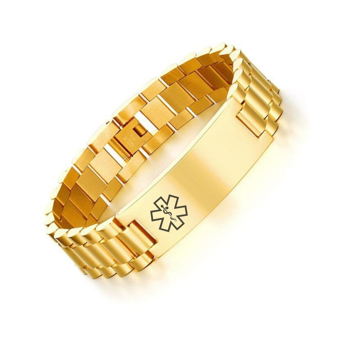 Aussie's Luxe Guardian Medical ID Bracelet in Gold Colour-Medical ID Bracelet-Auswara
