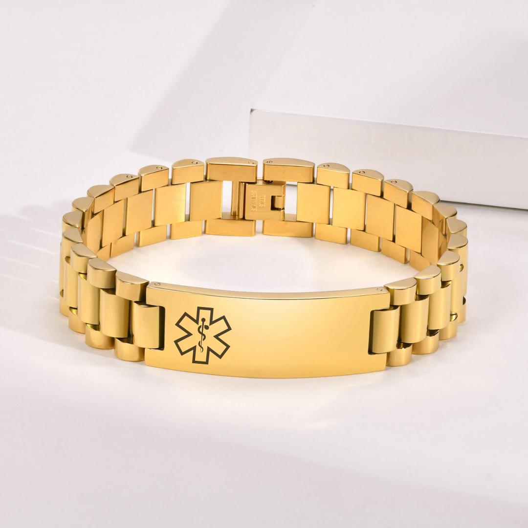 Aussie's Luxe Guardian Medical ID Bracelet in Gold Colour-Medical ID Bracelet-Auswara