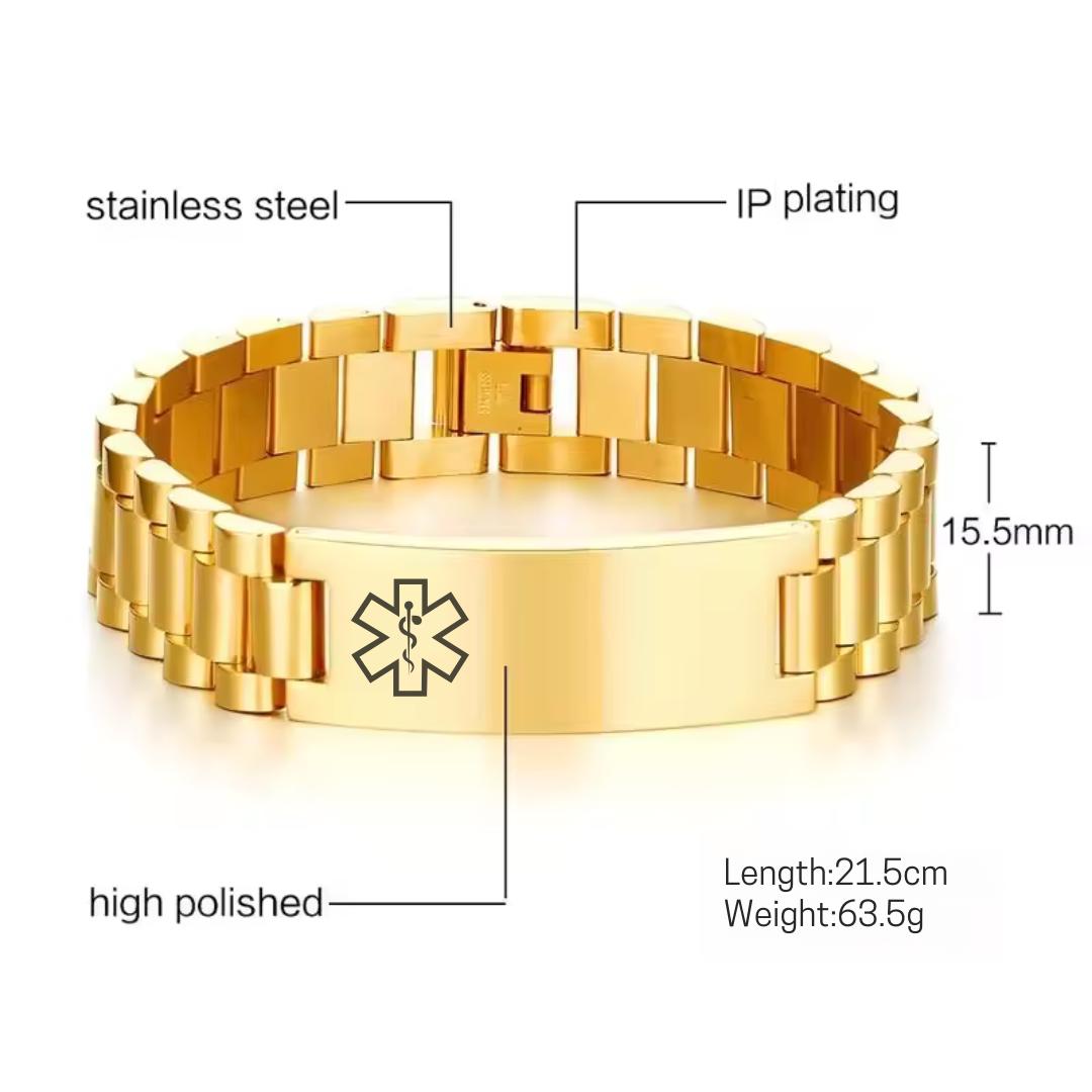 Aussie's Luxe Guardian Medical ID Bracelet in Gold Colour-Medical ID Bracelet-Auswara