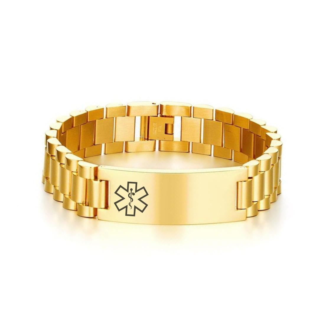 Aussie's Luxe Guardian Medical ID Bracelet in Gold Colour-Medical ID Bracelet-Auswara