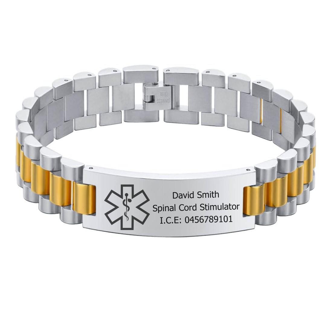 Aussie's Luxe Guardian Medical ID Bracelet in Silver & Gold-Medical ID Bracelet-Auswara