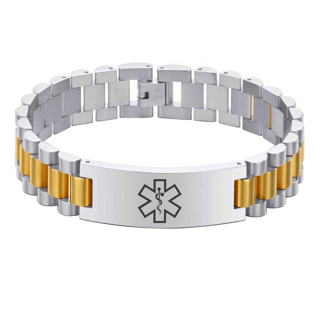 Aussie's Luxe Guardian Medical ID Bracelet in Silver & Gold-Medical ID Bracelet-Auswara