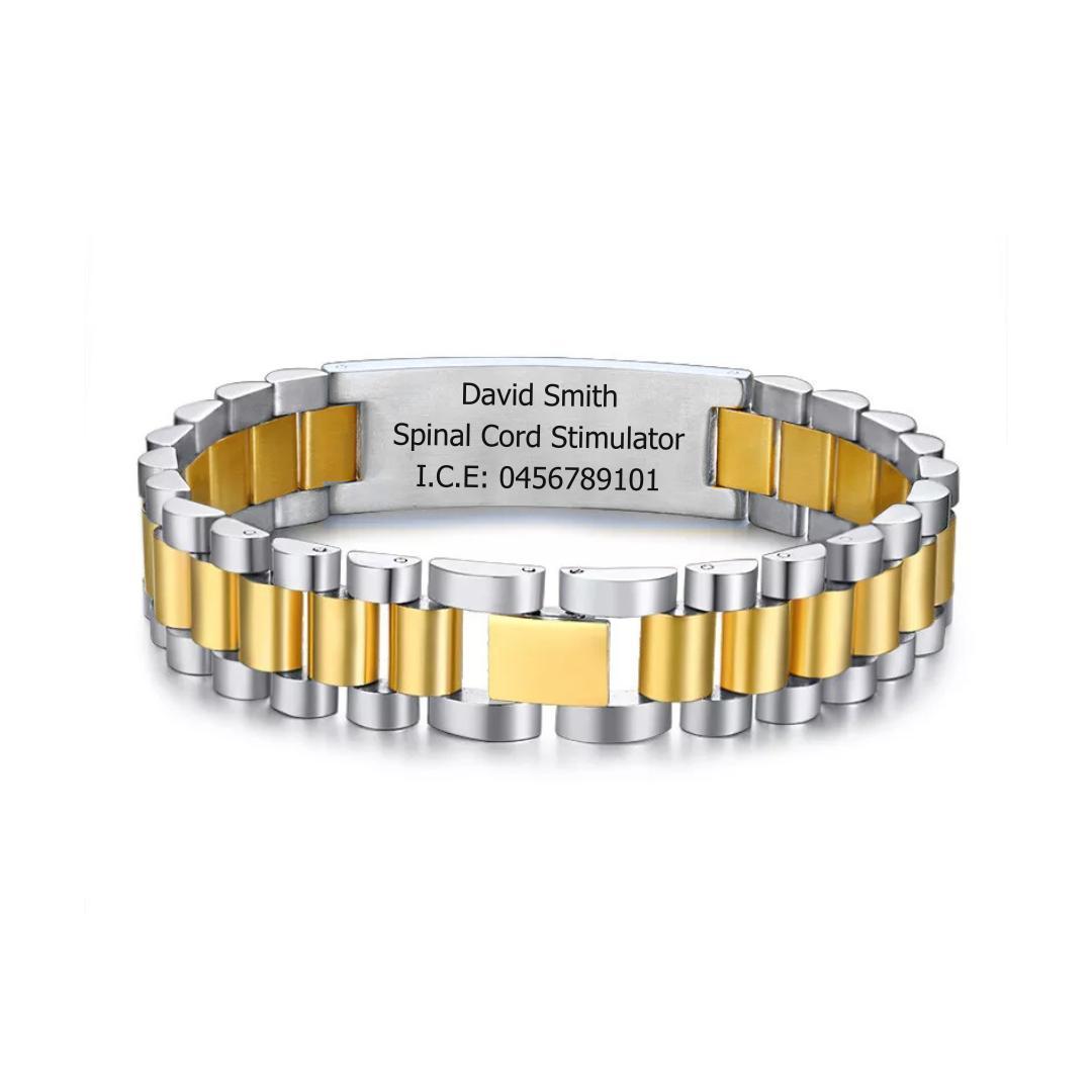 Aussie's Luxe Guardian Medical ID Bracelet in Silver & Gold-Medical ID Bracelet-Auswara