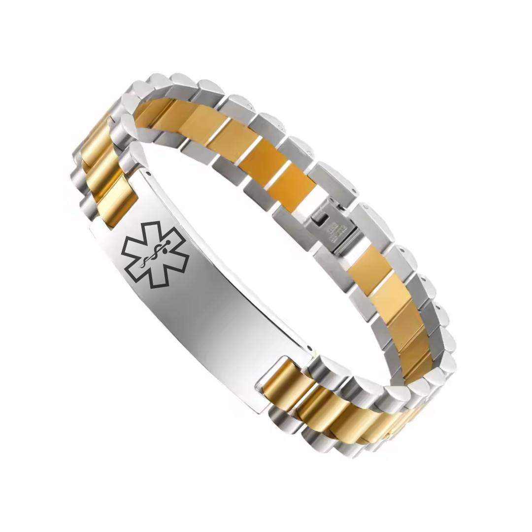 Aussie's Luxe Guardian Medical ID Bracelet in Silver & Gold-Medical ID Bracelet-Auswara
