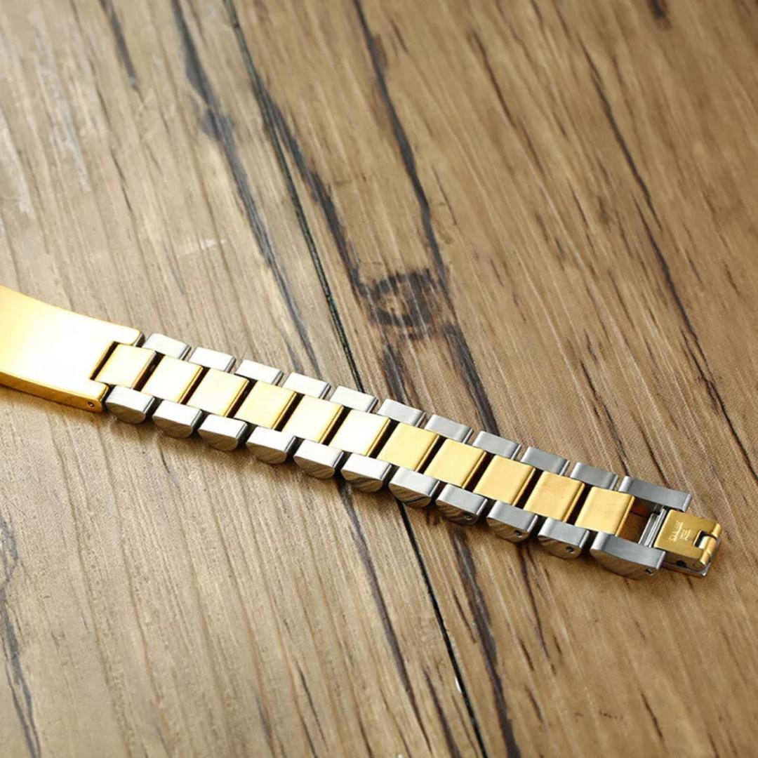 Aussie's Luxe Guardian Medical ID Bracelet in Silver & Gold - Gold Colour Plate-Medical ID Bracelet-Auswara