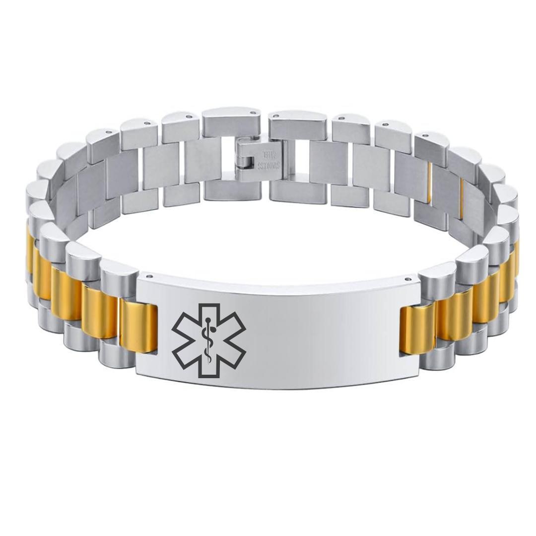 Aussie's Luxe Guardian Medical ID Bracelet in Silver & Gold-Medical ID Bracelet-Auswara