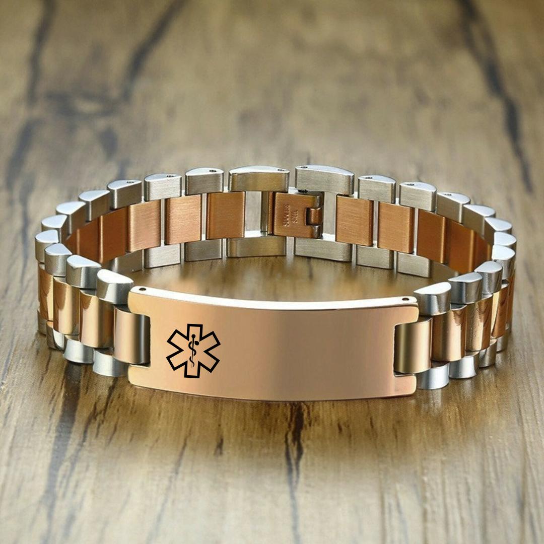 Aussie's Luxe Guardian Medical ID Bracelet in Silver & Rose Gold-Medical ID Bracelet-Auswara