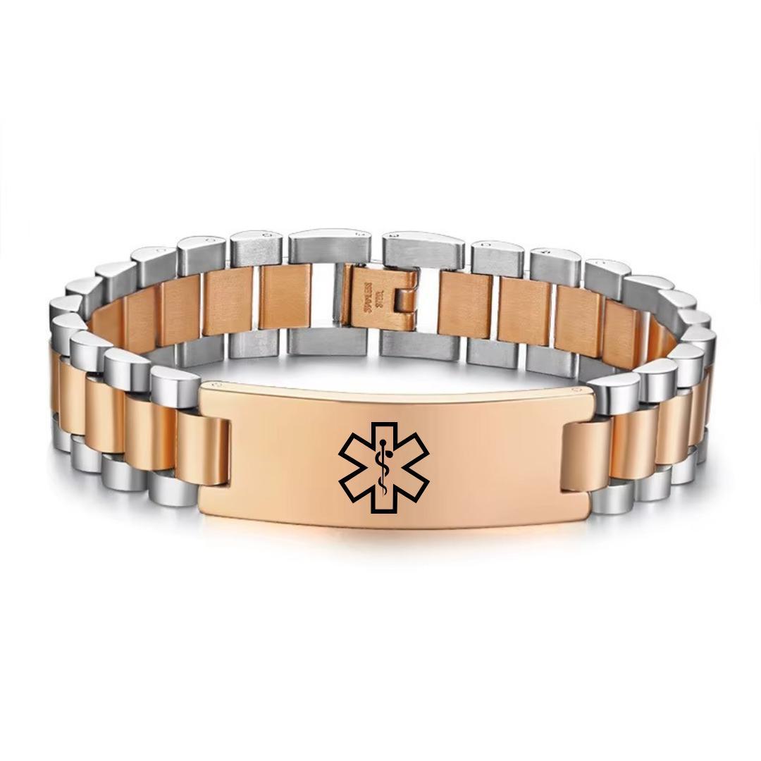 Aussie's Luxe Guardian Medical ID Bracelet in Silver & Rose Gold-Medical ID Bracelet-Auswara