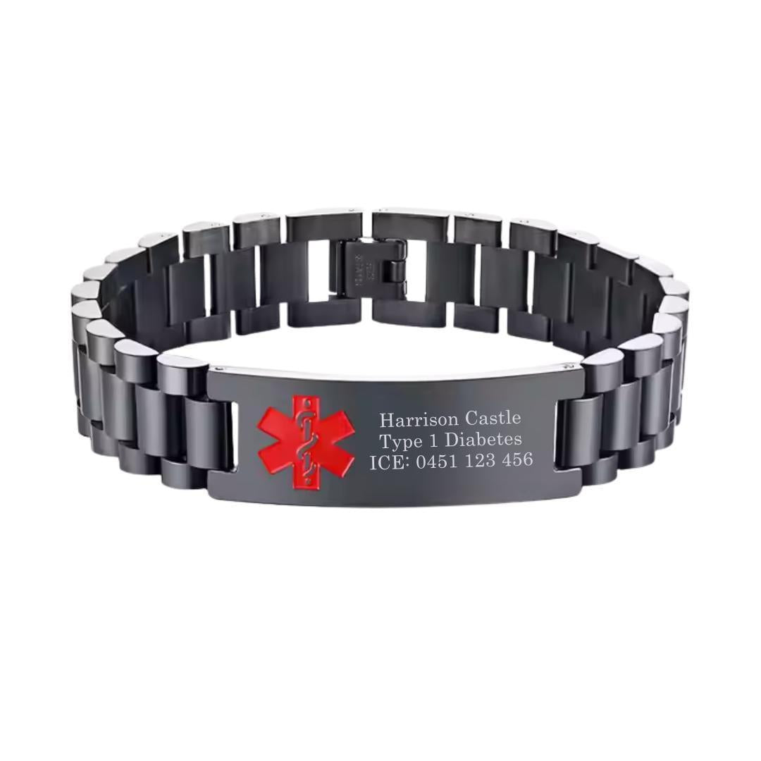 Aussie’s Luxe Guardian Red Emblem Medical ID Bracelet-Medical ID Bracelet-Auswara