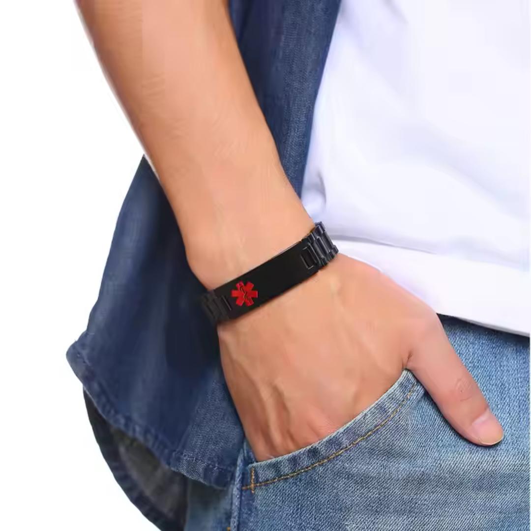 Aussie’s Luxe Guardian Red Emblem Medical ID Bracelet-Medical ID Bracelet-Auswara