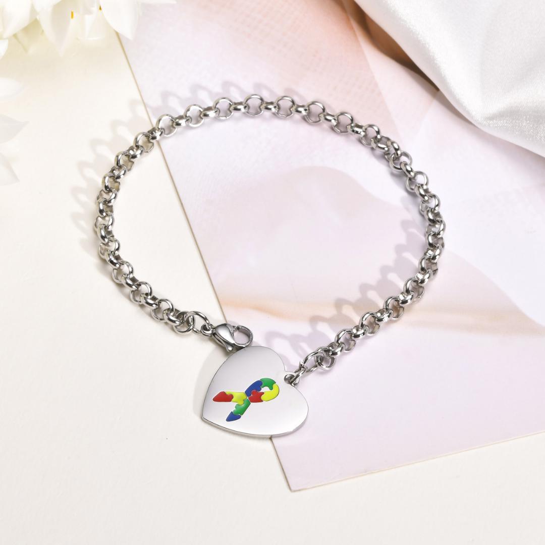Autism Puzzle Heart Medical ID Bracelet-Medical ID Bracelet-Auswara