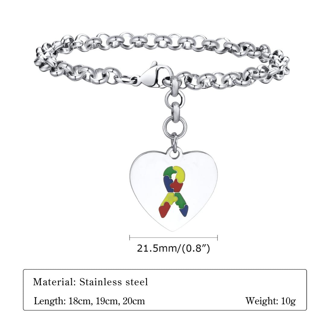 Autism Puzzle Heart Medical ID Bracelet-Medical ID Bracelet-Auswara