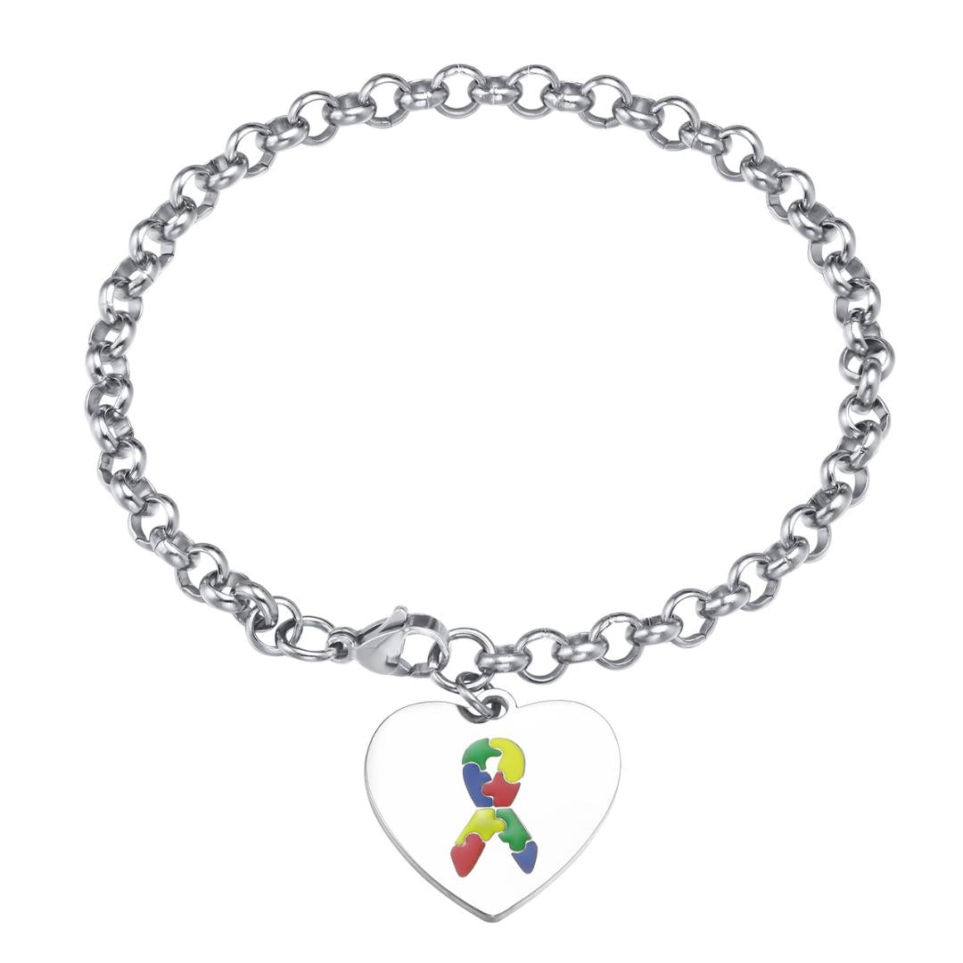 Autism Puzzle Heart Medical ID Bracelet-Medical ID Bracelet-Auswara