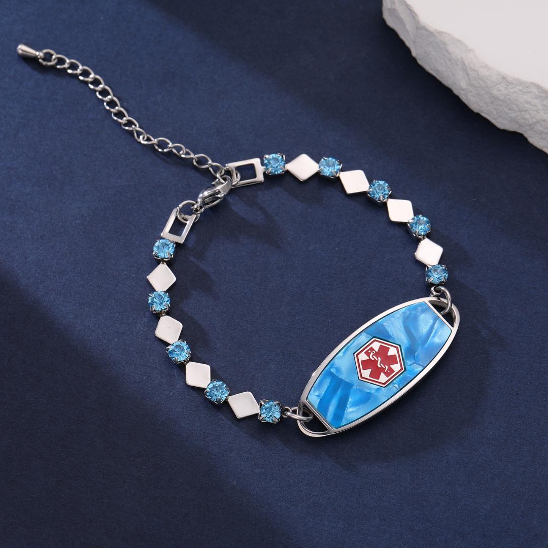 Azure Spark Personalised Women Medical ID Bracelet-Medical ID Bracelet-Auswara