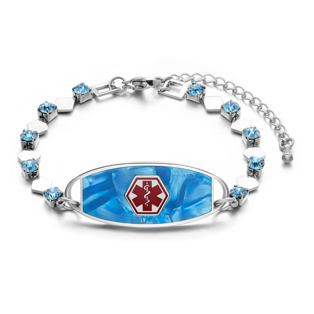 Azure Spark Personalised Women Medical ID Bracelet-Medical ID Bracelet-Auswara