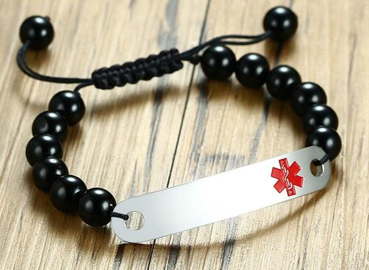 Beaded Medical Alert ID Bracelet-Medical ID Bracelet-Auswara