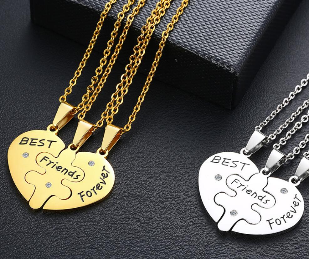 Best Friends Forever Friendship Heart Puzzle Necklace-Best Friend Necklace-Auswara