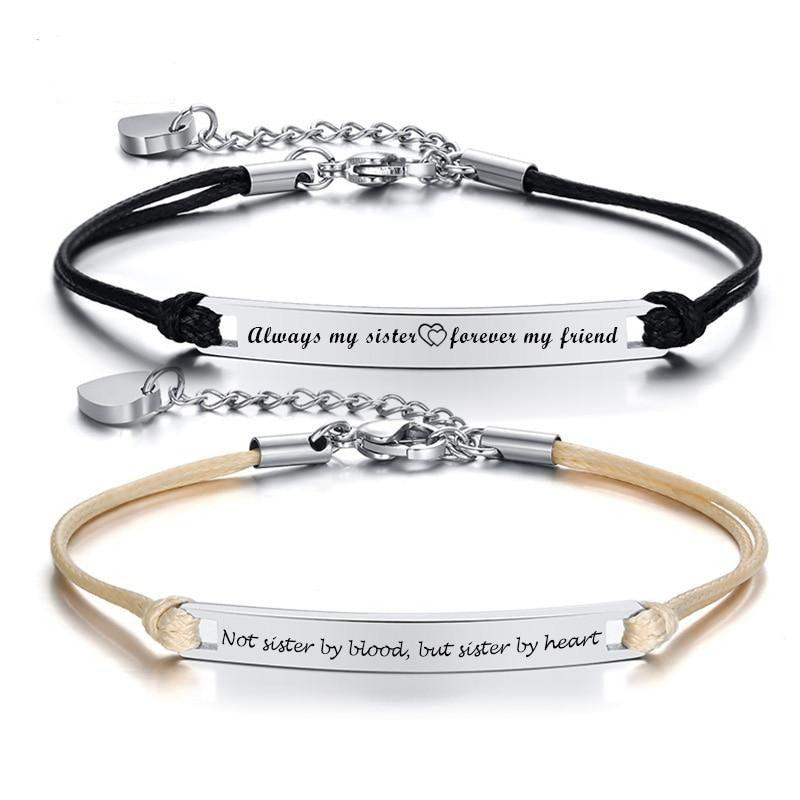 Bff Personalised Friendship Bracelet with Heart Charm-Friendship Bracelets-Auswara