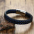 Black & Blue Personalised Braided Leather Bracelet for Men-Personalised Bracelet-Auswara