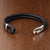 Black Braided Leather Hook Bracelet-Leather Bracelet-Auswara